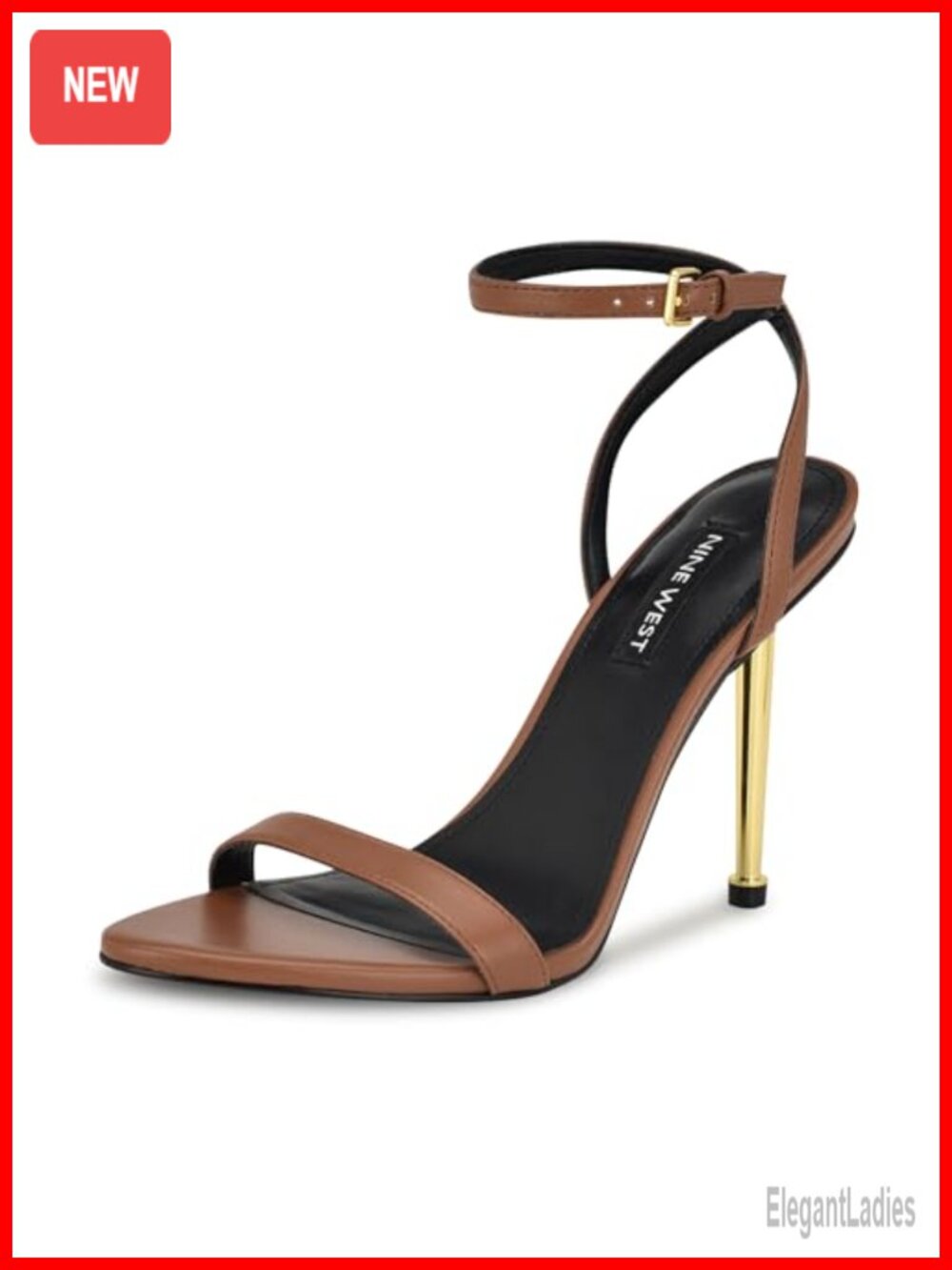 Nine West Reina Heeled Sandal Stiletto Almond Toe Ankle Strap